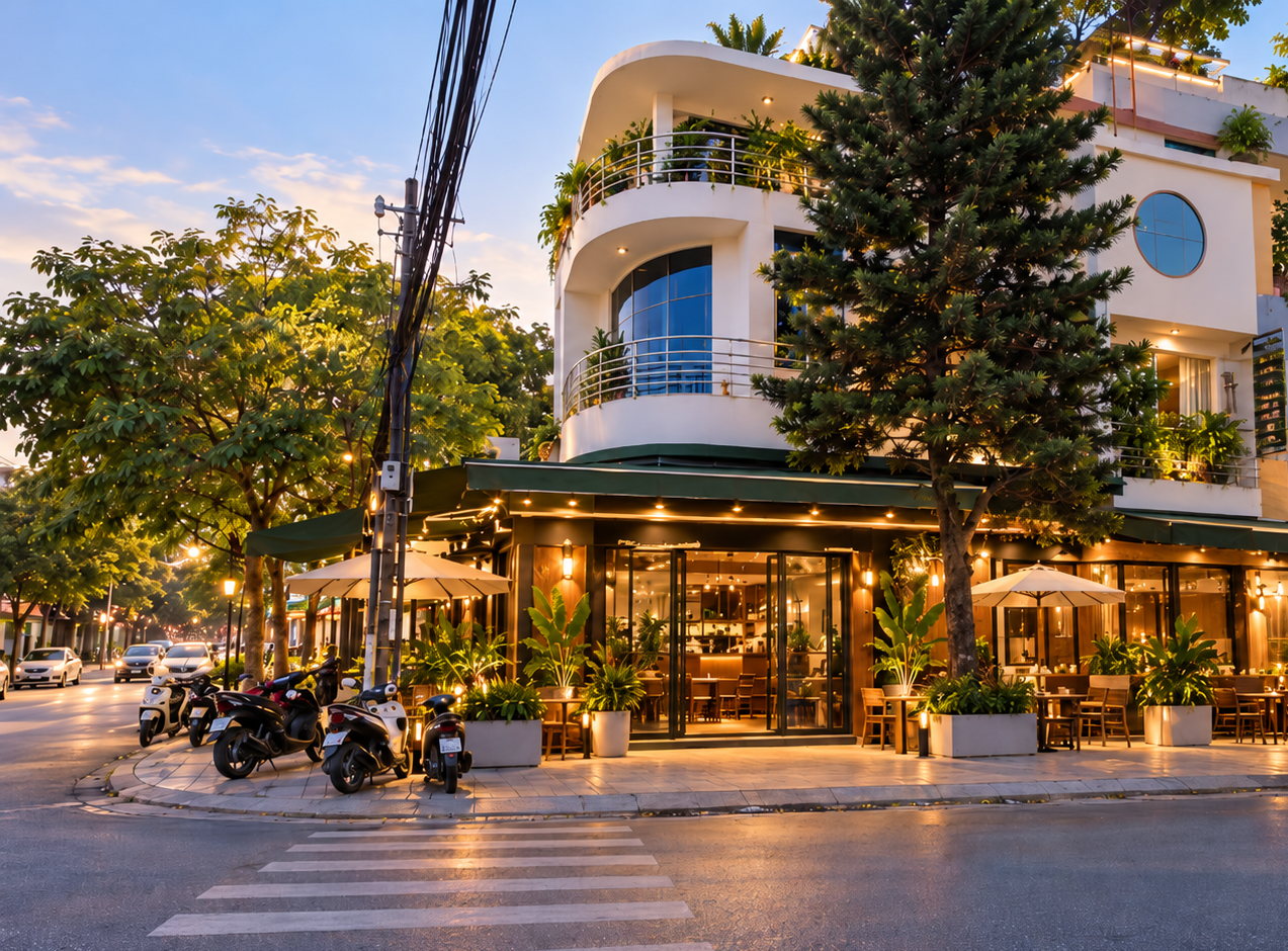 Phối cảnh minh họa mặt tiền 22 Huỳnh Ngọc Huệ